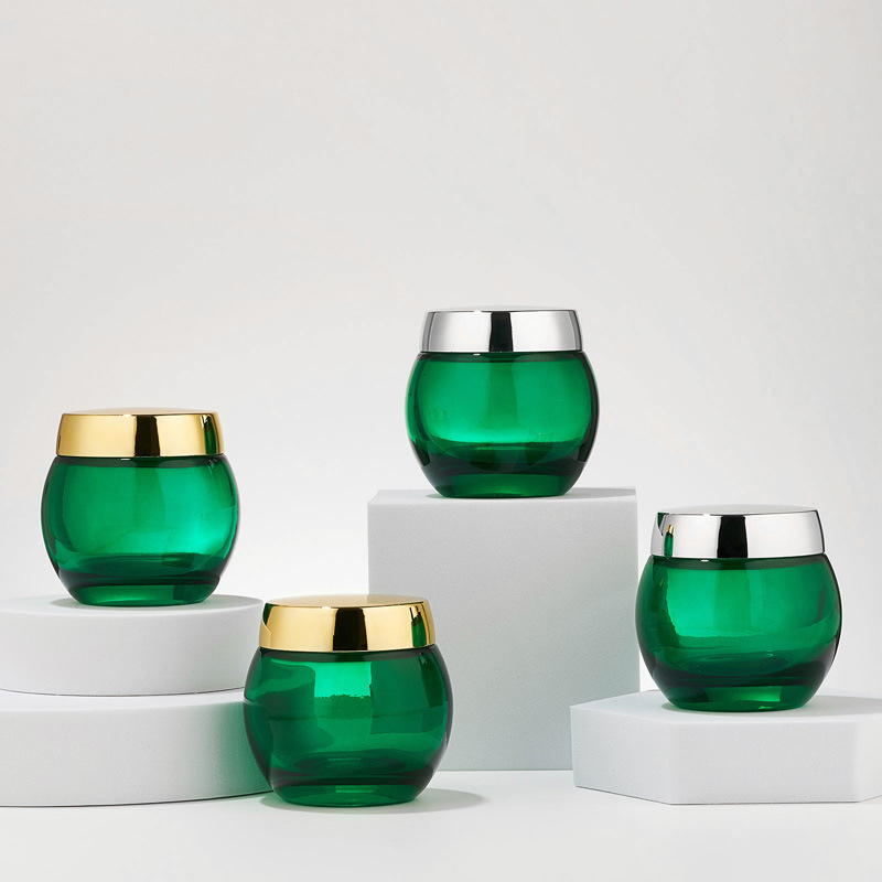 녹색 투명 유리 화장품 용기 빈 바디 로션 용기 녹색 투명 유리 화장품 용기 빈 바디 로션 용기