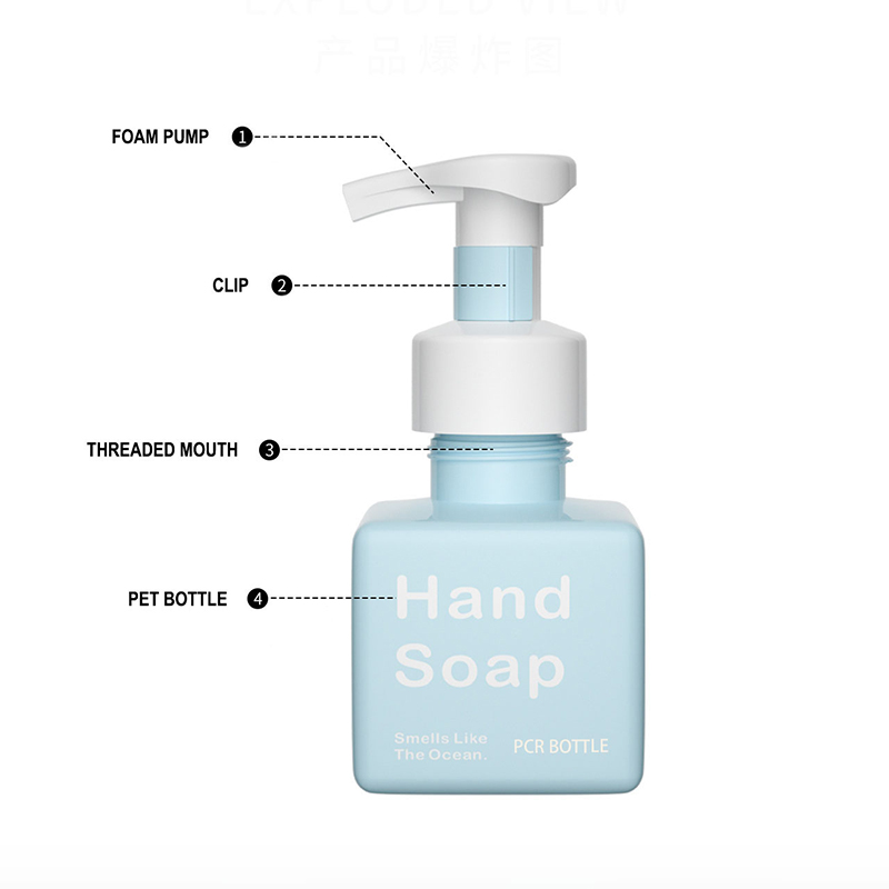 리필 가능 PCR 250ml 스퀘어 페이셜 클렌저 비누 디스펜서 플라스틱 핸드 비누 바디 워시 병 (폼 펌프 포함) 리필 가능 PCR 250ml 스퀘어 페이셜 클렌저 비누 디스펜서 플라스틱 핸드 비누 바디 워시 병 (폼 펌프 포함)