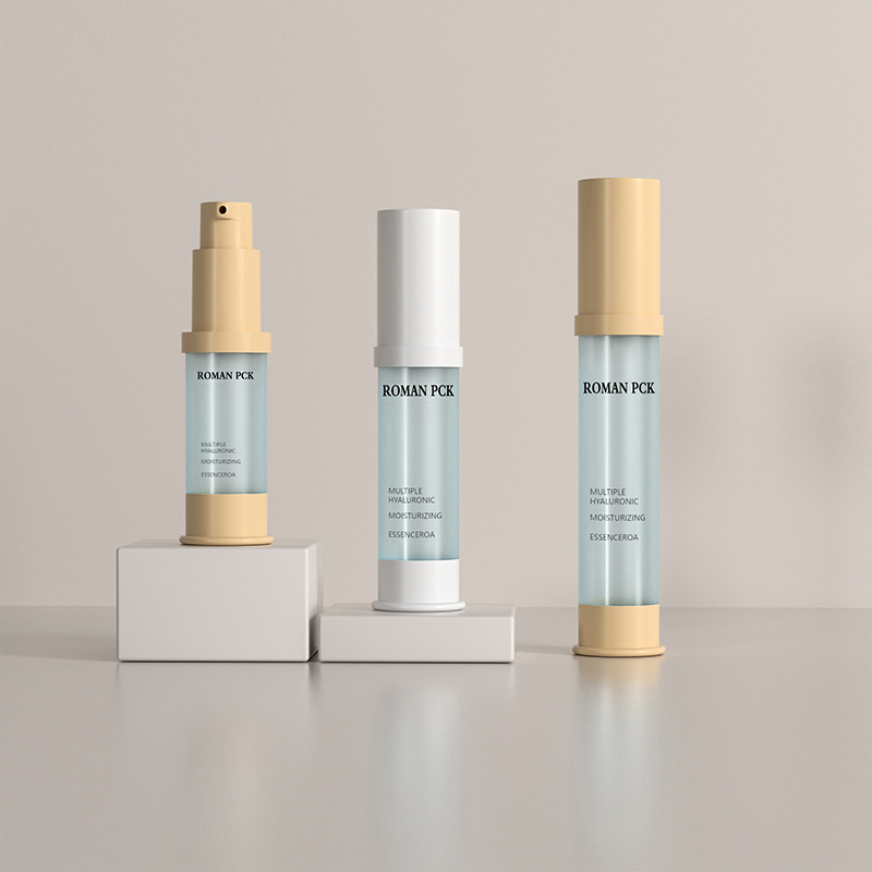 15ml 30ml 1oz 서리로 덥은 에어리스 펌프 병 블루 슬림 모양 실린더 페이스 세럼 로션 블러쉬 젤용 키 큰 화장품 크림 젤