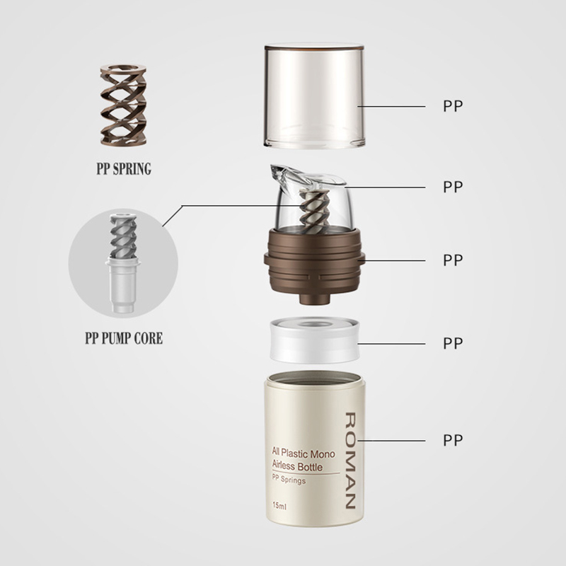 크림 젤 로션을 위한 갈색 플라스틱 에어리스 화장품 크림 클리어 펌프 병 스킨케어 디스펜서 메이크업 용기 크림 젤 로션을 위한 갈색 플라스틱 에어리스 화장품 크림 클리어 펌프 병 스킨케어 디스펜서 메이크업 용기