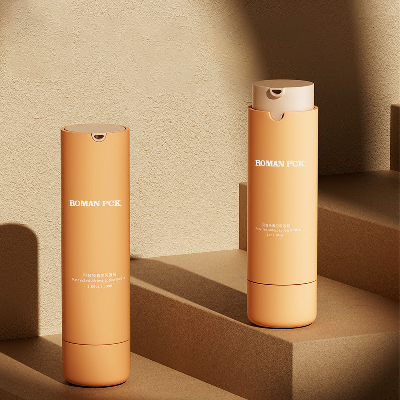 오렌지 15ml 30ml 50ml 크림 로션 스킨 케어 화장품 세럼 포장용 플라스틱 에어리스 펌프 병 PP