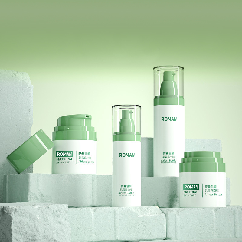 플라스틱 화장품 포장 얼굴 크림 병 30ml 50ml 80ml 녹색 답답한 펌프 병은 노화 방지 혈청 병을 위해 전기도금을 하기로 놓았습니다