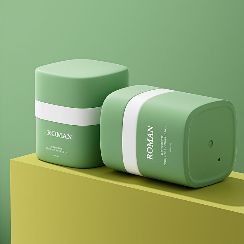 15g 30g 50g 라운드 에어리스 펌프 크림 항아리 이중 벽 PP 립스틱 블러쉬 마스카라 보습 크림용 플라스틱 캡 포함