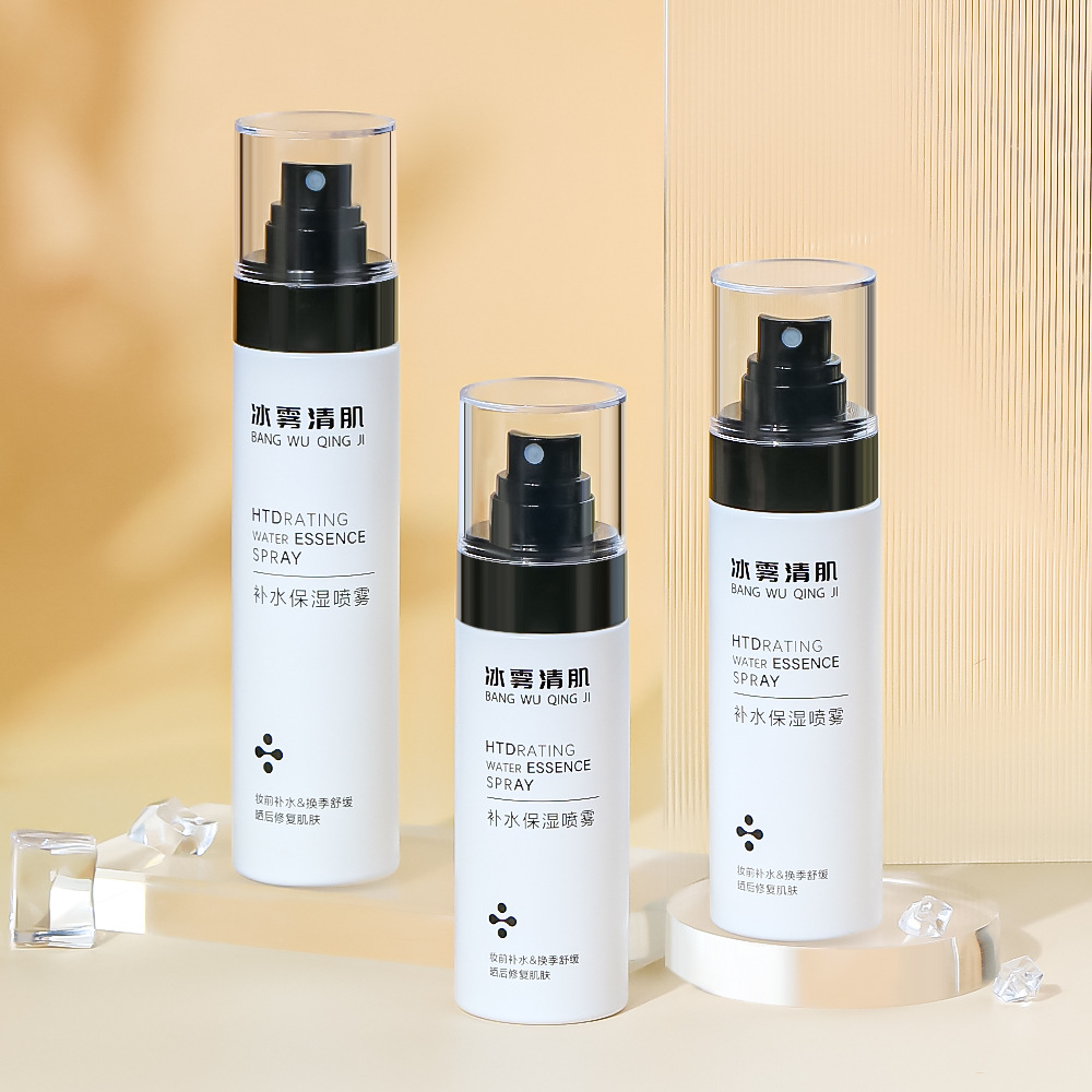 흰색 두꺼운 벽으로 둘러싸인 80ml 100ml 120ml 150ml 애완 동물 플라스틱 빈 몸 향수 모이스처 라이저 물을위한 미세 안개 스프레이 병
