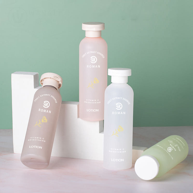 100ml 150ml 200ml 250ml 에센셜 오일 순수 이슬 매트 병 PET 플립 커버 스킨 케어 제품 병 에센스 워터 토너 병