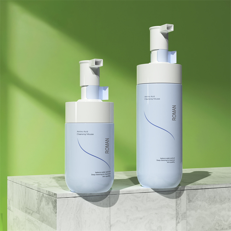 개인 상표 페이셜 화이트닝 포머 젠틀 클렌징 무스 버블 클렌저 블루 PET 폼 펌프 병 150ml 200ml 300ml