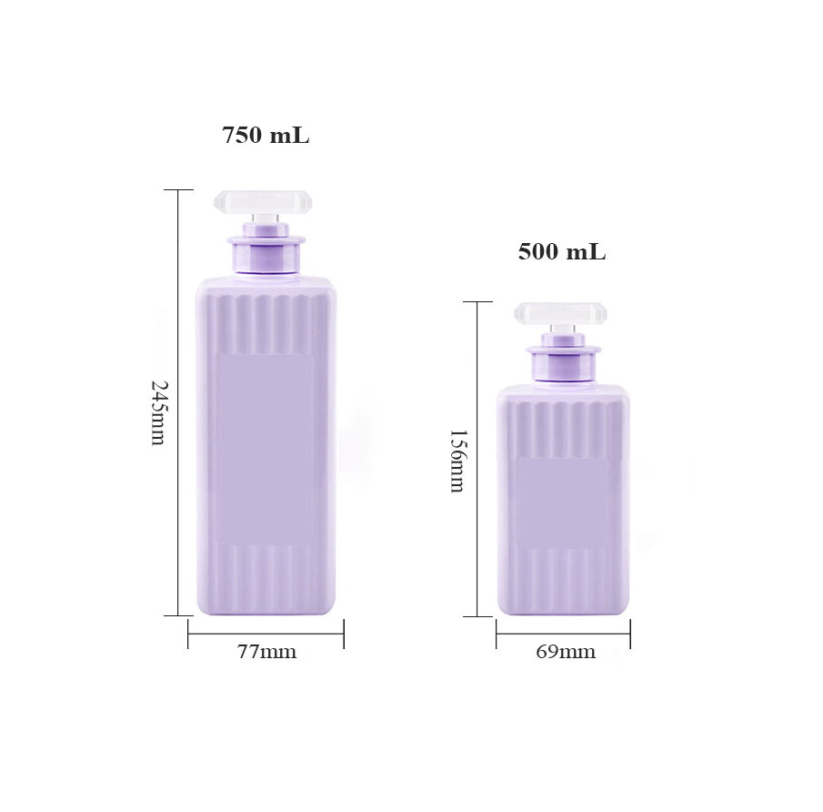 헤어 오일 샴푸 및 컨디셔너 화장품 용기에 대 한 줄무늬 모양 표면을 가진 500ml 750ml 사각형 플라스틱 애완 동물 로션 펌프 병 헤어 오일 샴푸 및 컨디셔너 화장품 용기에 대 한 줄무늬 모양 표면을 가진 500ml 750ml 사각형 플라스틱 애완 동물 로션 펌프 병
