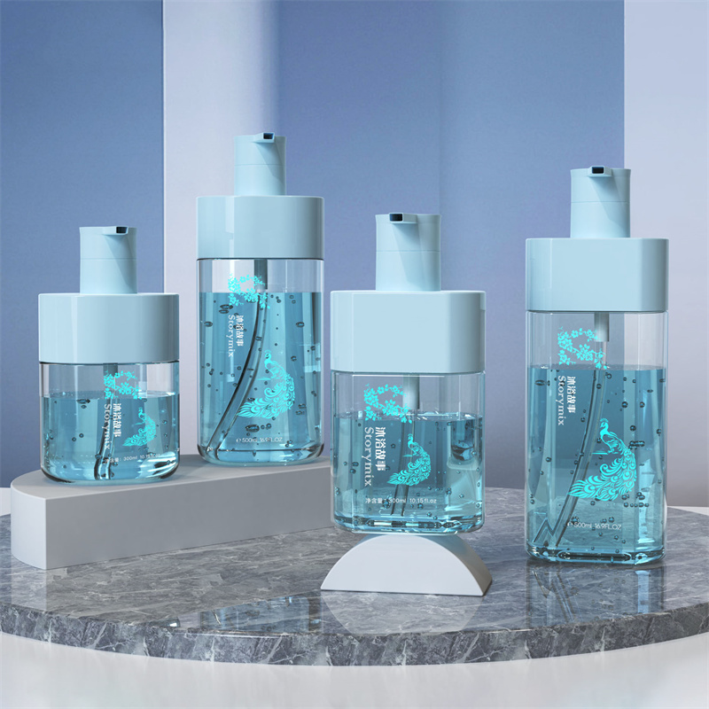 럭셔리 300ml 500ml 타원형 바디 워시 프레스 로션 펌프 병 성인용 어린이 모이스춰 라이징 샤워 젤 로션 화이트닝 버블 기능 아미노산