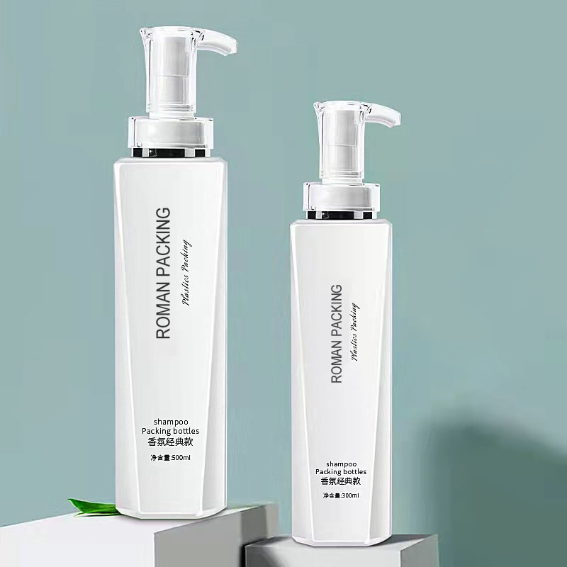 럭셔리 화이트 300ml 500ml 길고 슬림 로션 펌프 샴푸 병 샤워 젤 바디 워시 포장 골드 펌프