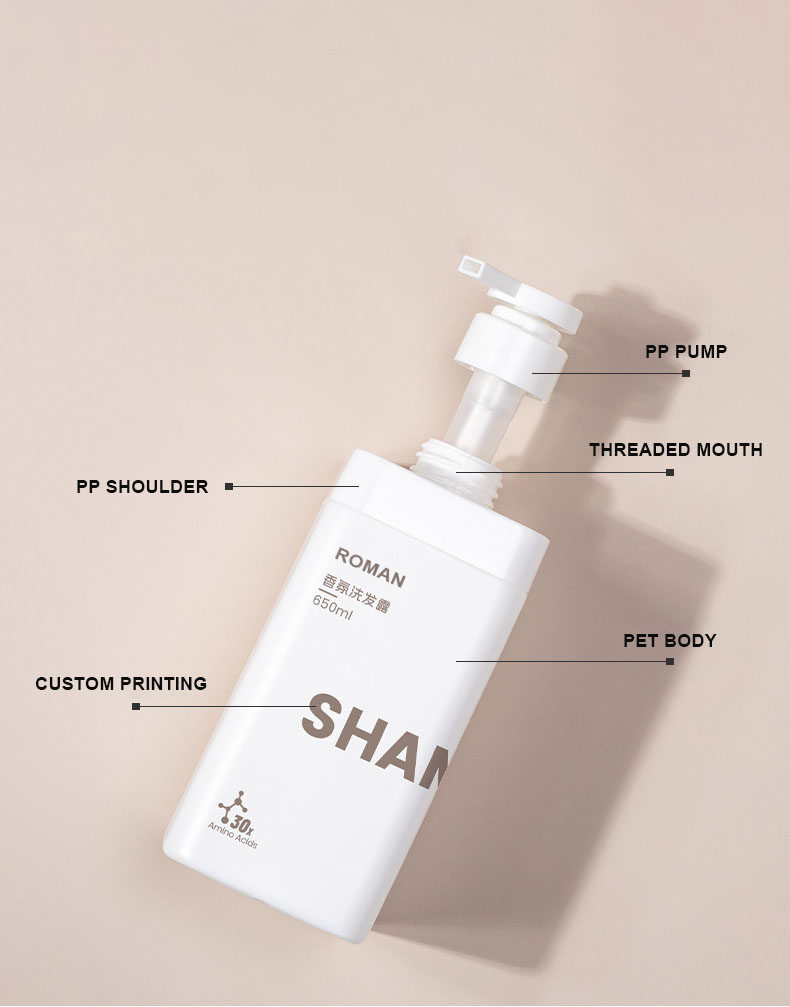 새로운 디자인 개인 로고 매트 화이트 650ml 정사각형 빈 HDPE 플라스틱 세탁 세제 액체 병 1L 샴푸 샤워 젤 새로운 디자인 개인 로고 매트 화이트 650ml 정사각형 빈 HDPE 플라스틱 세탁 세제 액체 병 1L 샴푸 샤워 젤