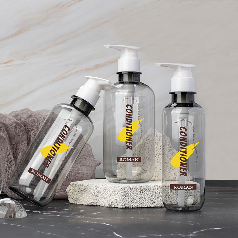 플라스틱 빈 로션 병 300ml 400ml 500ml 600ml 애완 동물 보스턴 라운드 샴푸 컨디셔너 병 샤워 젤 디스펜서 펌프 병