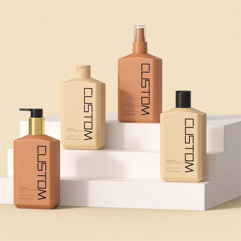 250ml 10oz 서리로 덥은 평면 비스듬한 어깨 핸드 바디 로션 펌프 병 스킨 케어 베이비 샴푸 샤워 젤 병