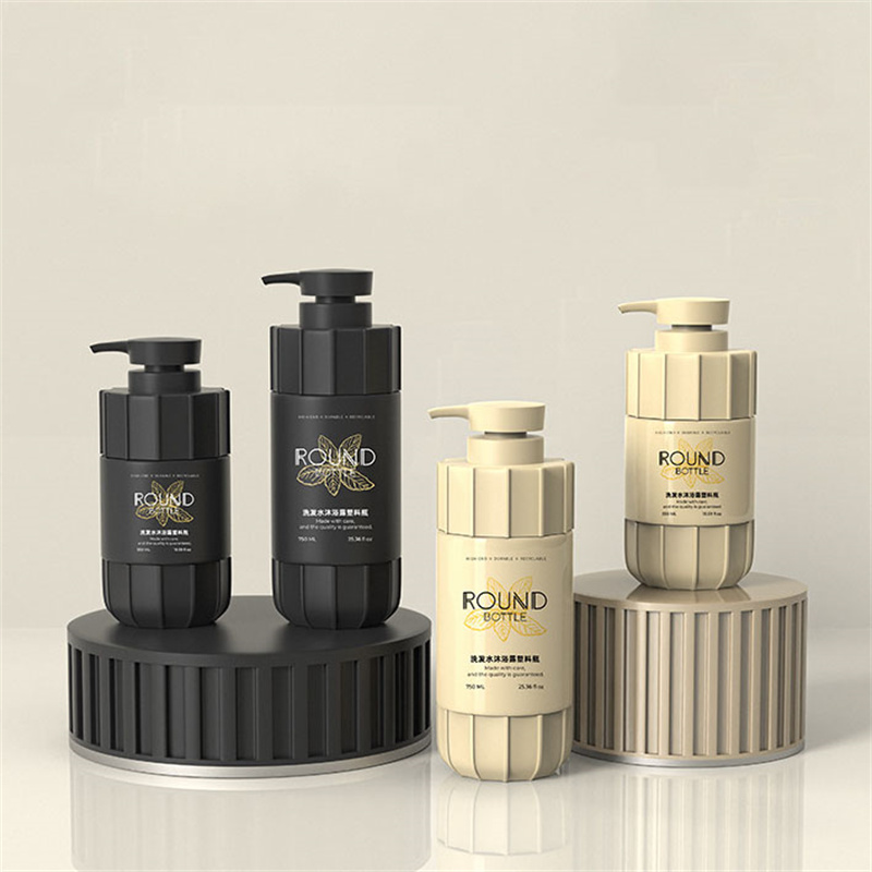 매트 블랙 550 ml 600 ml 700 ml 750 ml 애완 동물 플라스틱 스트립 두꺼운 벽 플라스틱 로션 펌프 병 클리너 Suncream 샴푸 샤워 젤